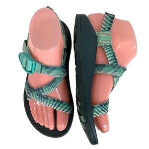 Chaco Webbing Comfort Multicolor Green Strip Strap Children Sandal Shoes Sz C3”